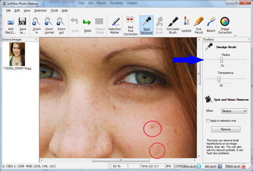 remove spots with photo touch up sofware